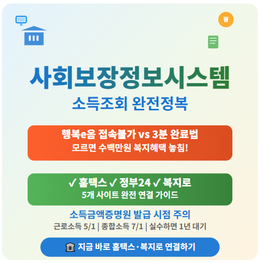 사회보장 정보시스템 소득 · 자산 조회 방법 : 복지서비스별 발급처 총정리 🏛️ 1 사회보장정보시스템